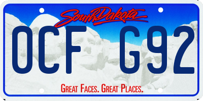SD license plate 0CFG92