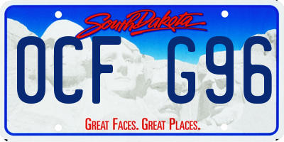 SD license plate 0CFG96