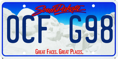 SD license plate 0CFG98