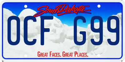 SD license plate 0CFG99
