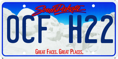 SD license plate 0CFH22