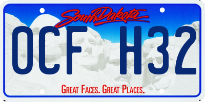 SD license plate 0CFH32