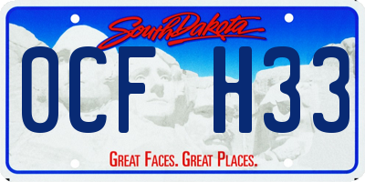 SD license plate 0CFH33