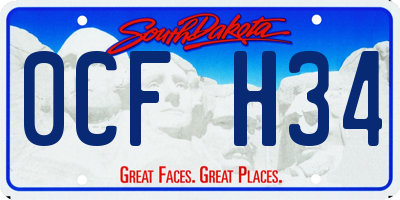SD license plate 0CFH34