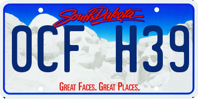 SD license plate 0CFH39