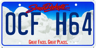 SD license plate 0CFH64