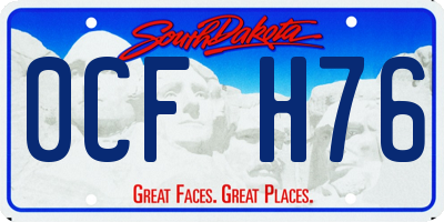 SD license plate 0CFH76