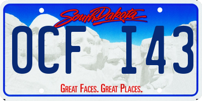 SD license plate 0CFI43