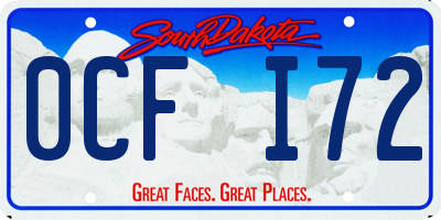 SD license plate 0CFI72