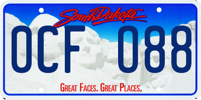 SD license plate 0CFO88