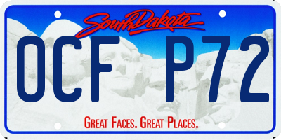 SD license plate 0CFP72
