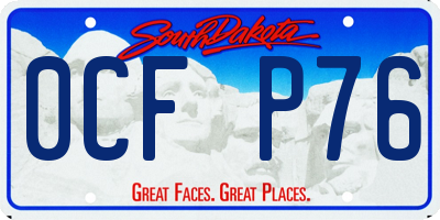 SD license plate 0CFP76