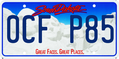 SD license plate 0CFP85