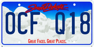 SD license plate 0CFQ18