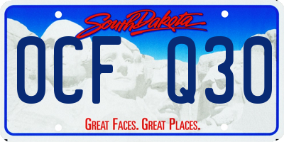 SD license plate 0CFQ30