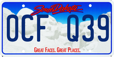 SD license plate 0CFQ39