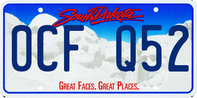 SD license plate 0CFQ52