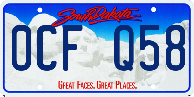 SD license plate 0CFQ58