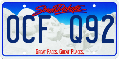 SD license plate 0CFQ92