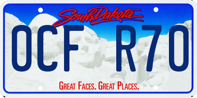 SD license plate 0CFR70