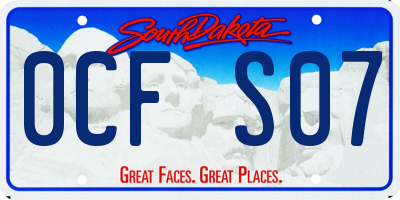 SD license plate 0CFS07