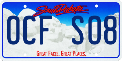 SD license plate 0CFS08