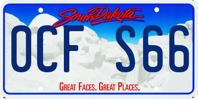 SD license plate 0CFS66