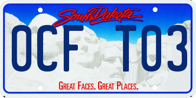 SD license plate 0CFT03