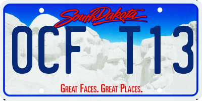 SD license plate 0CFT13