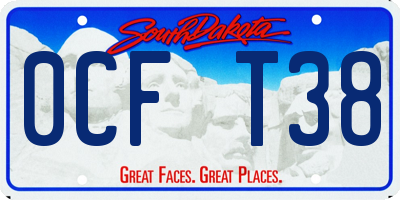 SD license plate 0CFT38