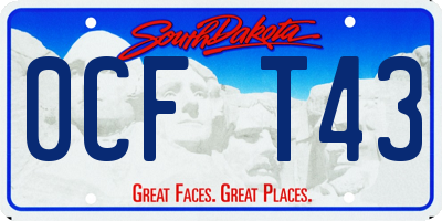 SD license plate 0CFT43