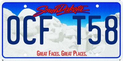 SD license plate 0CFT58