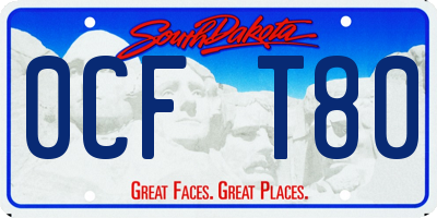 SD license plate 0CFT80
