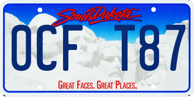 SD license plate 0CFT87