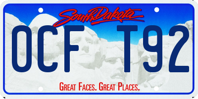 SD license plate 0CFT92
