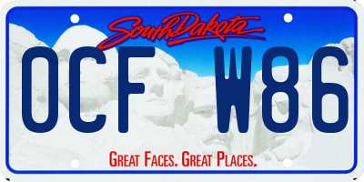 SD license plate 0CFW86
