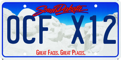 SD license plate 0CFX12