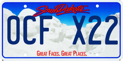 SD license plate 0CFX22