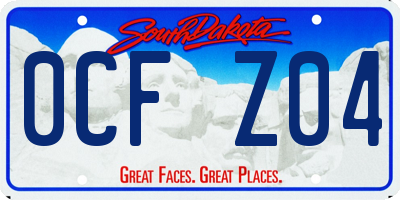 SD license plate 0CFZ04
