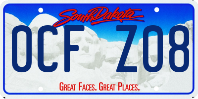 SD license plate 0CFZ08
