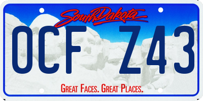 SD license plate 0CFZ43