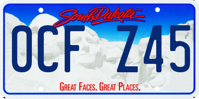 SD license plate 0CFZ45
