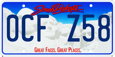 SD license plate 0CFZ58