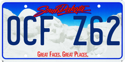 SD license plate 0CFZ62