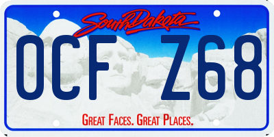 SD license plate 0CFZ68