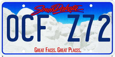 SD license plate 0CFZ72