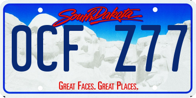 SD license plate 0CFZ77