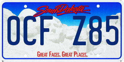 SD license plate 0CFZ85