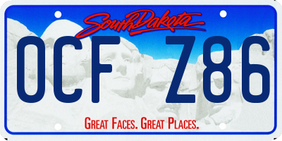 SD license plate 0CFZ86