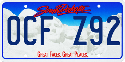 SD license plate 0CFZ92
